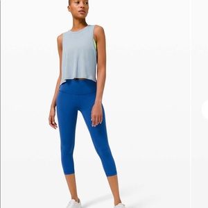 Lululemon Train to be tank in Rain stripe Chambray